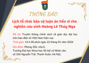 10 trang web cá cược bóng đá hàng đầu lịch tổ chức bảo vệ luận án tiến sĩ cho nghiên cứu sinh Hoàng Lê Thúy Nga