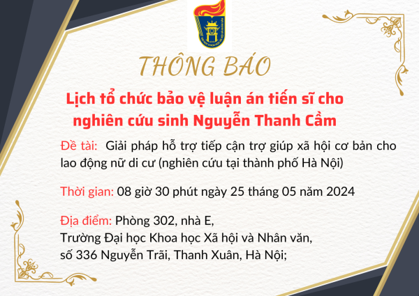 10 trang web cá cược bóng đá hàng đầu lịch tổ chức bảo vệ luận án tiến sĩ cho nghiên cứu sinh Nguyễn Thanh Cầm