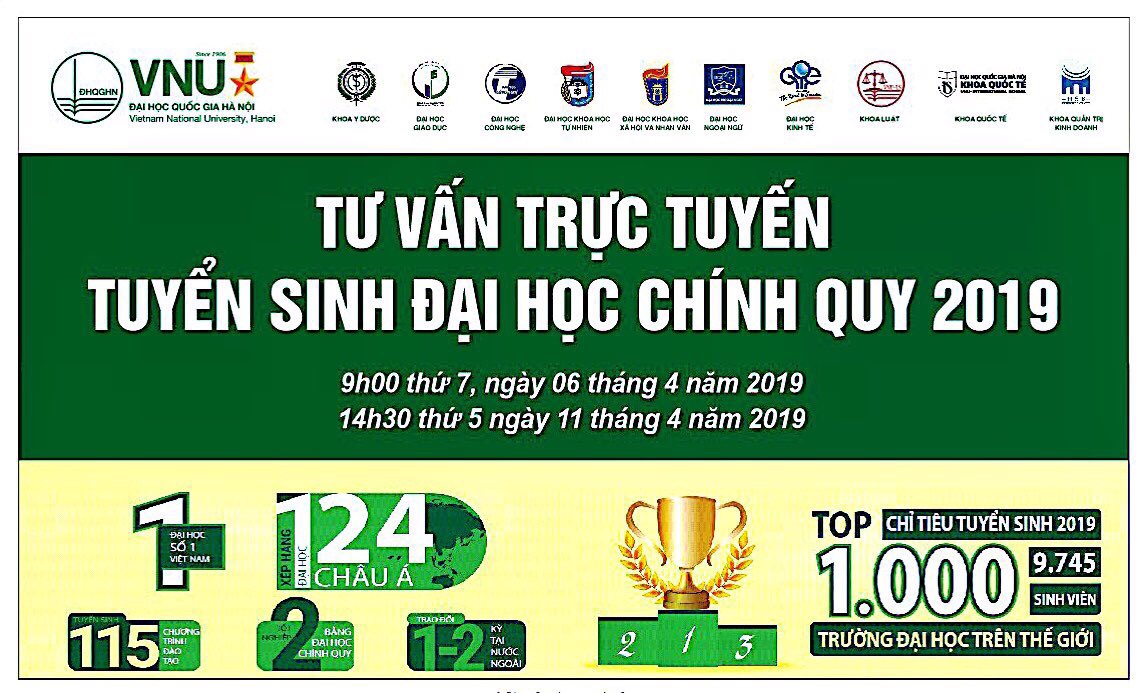 6/4/2019: 10 trang web cá cược bóng đá hàng đầu
 tham gia tư vấn tuyển sinh trực tuyến năm 2019 tại Đại học Quốc gia Hà Nội {live}