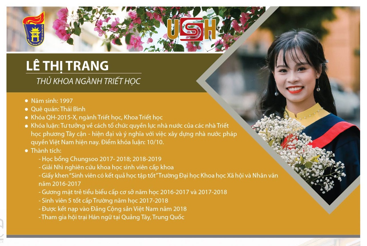 LÊ THỊ TRANG - THỦ KHOA TỐT NGHIỆP NGÀNH TRIẾT HỌC 2019